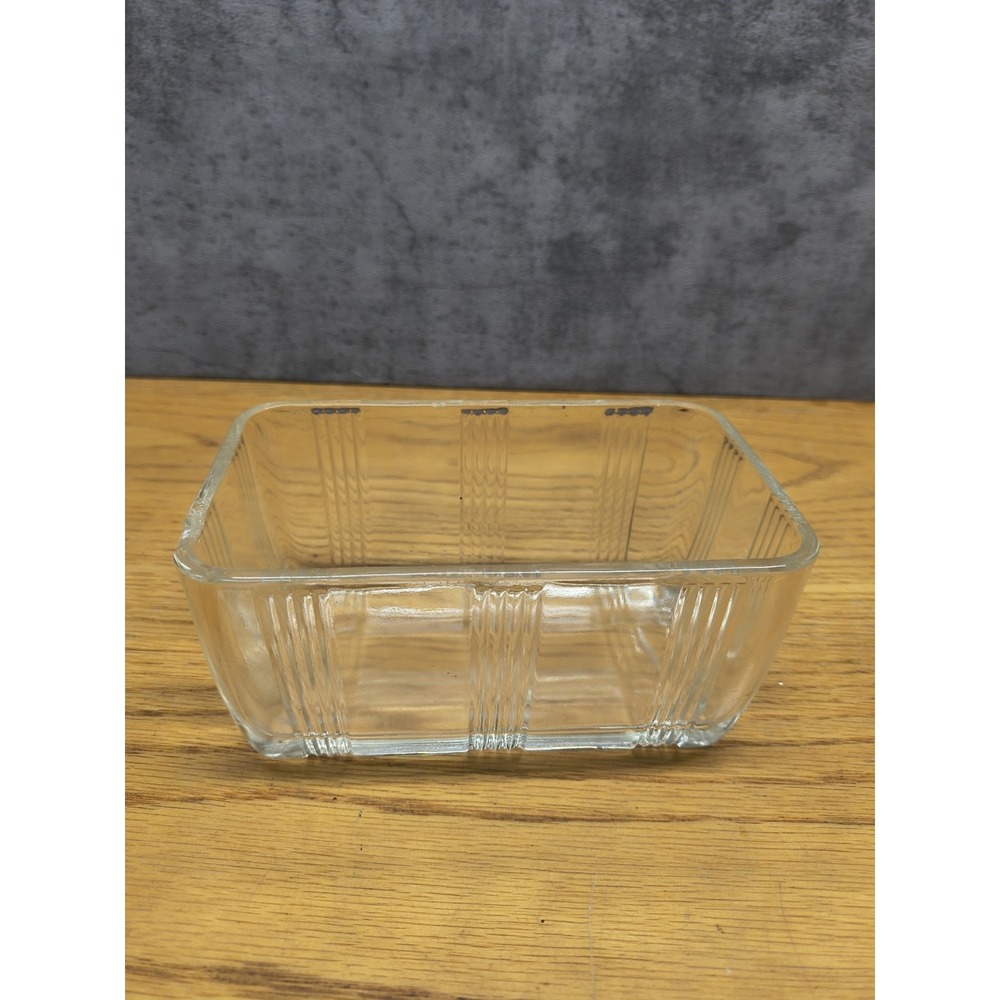 Vintage Hazel-Atlas Glass Criss‎ Cross Square Refrigerator Dish